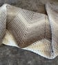 White and taupe baby blanket, crocheted baby blanket, newborn gift, unisex - Image 4