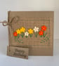 Birthday card. Row of bright coloured flowers. Wool felt. Handmade Card. - Image 3