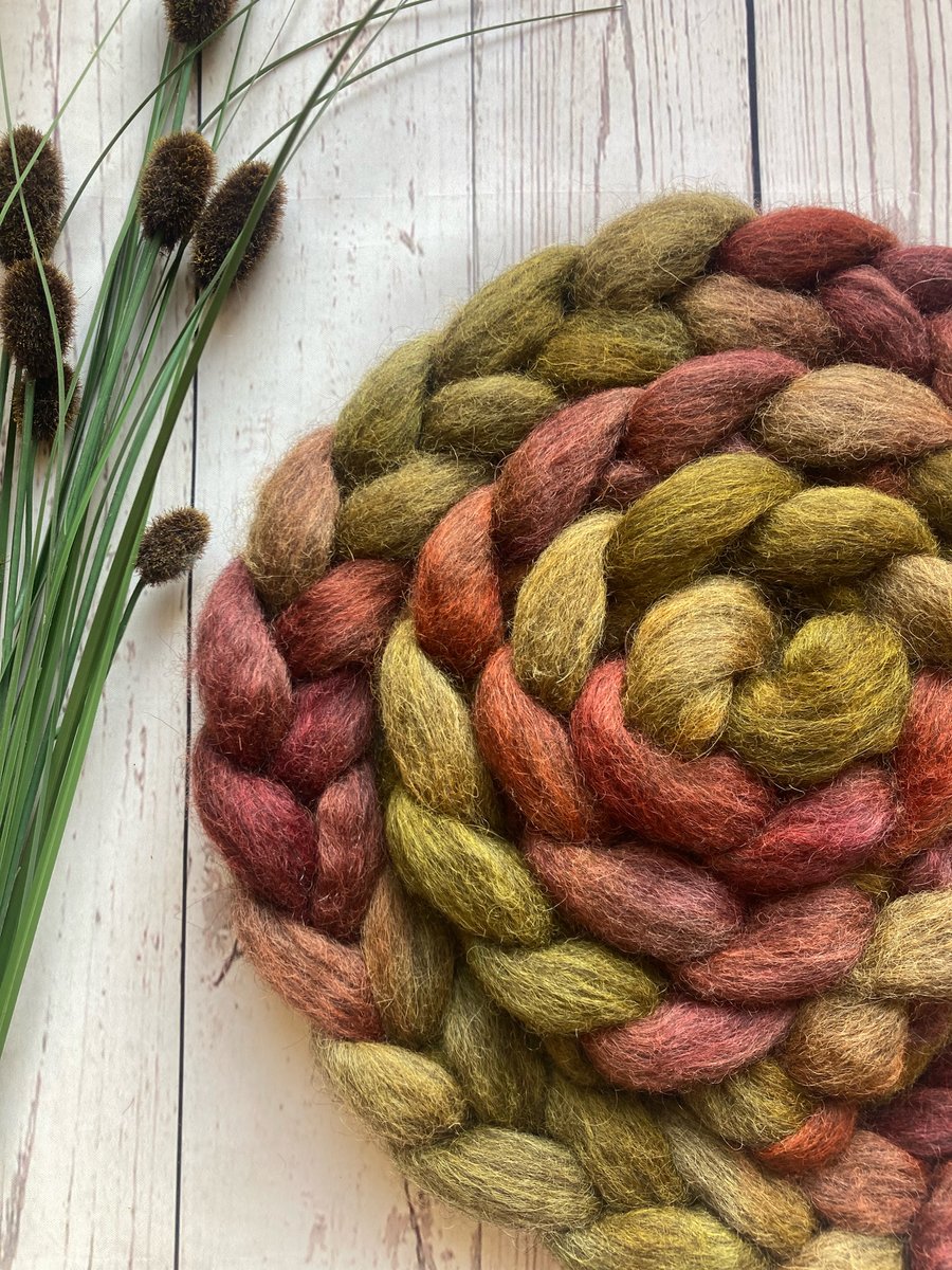 Grey Norwegian Spinning fibre 100g Autumn leaves