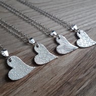 Whimsical Heart Silver Necklace - choose your pattern 