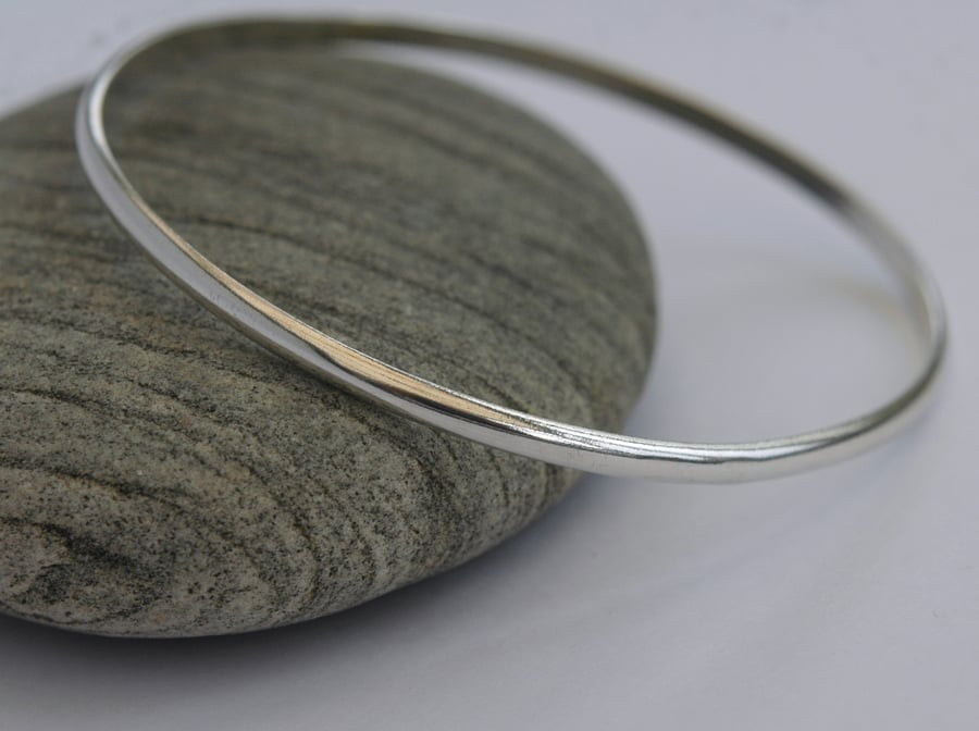 Sterling Silver Bangle Bracelet, plain polished, 3.2mm wide, hallmarked,  B89