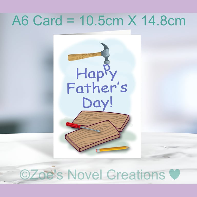 Father's Day Tools Greetings Card, A6 10.5cm x 14.8cm