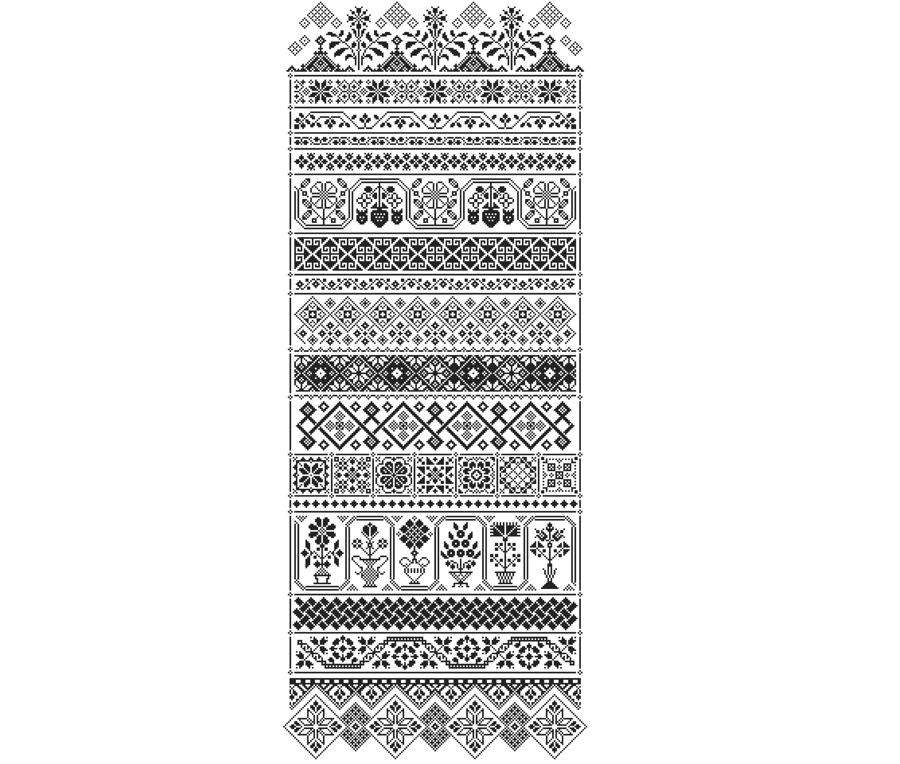 216D - Cross Stitch pattern Quaker SUPER LONG Band Strawberry Sampler MONO