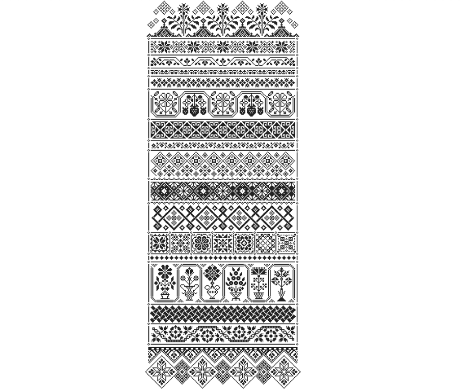 216D - Cross Stitch pattern Quaker SUPER LONG Band Strawberry Sampler MONO