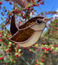 Stained Glass wren - leaded glass bird for bird lover
