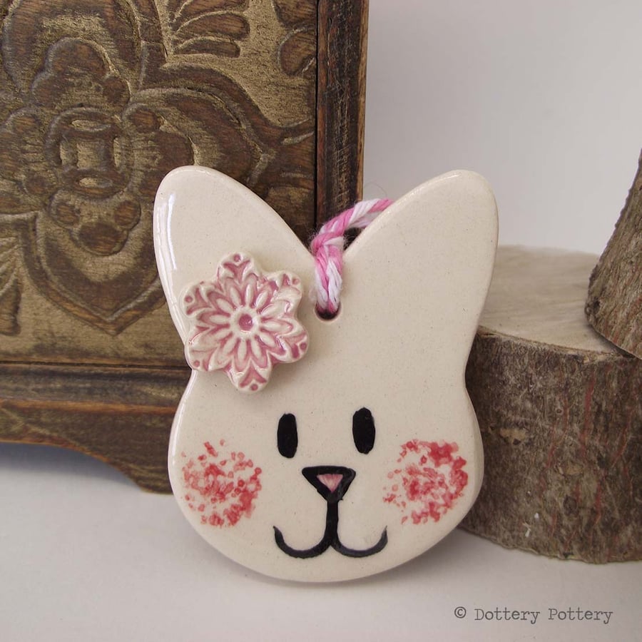 Pottery Bunny hanging decoration ceramic rabbit cute bunny