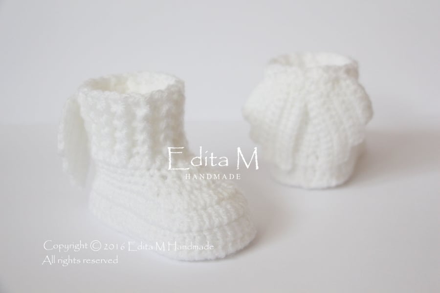 Unisex baby booties, baby shoes, angel wings, FREE SHIPPING, Baptism