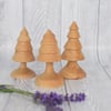 Set of Three Cherry Wood Festive Trees - Wood Turned 