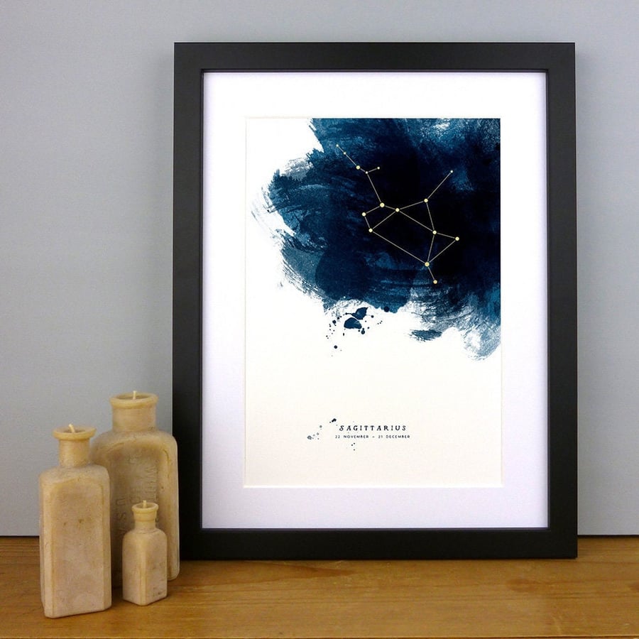 Sagittarius Constellation Personalised Zodiac Star Sign Birthday Print