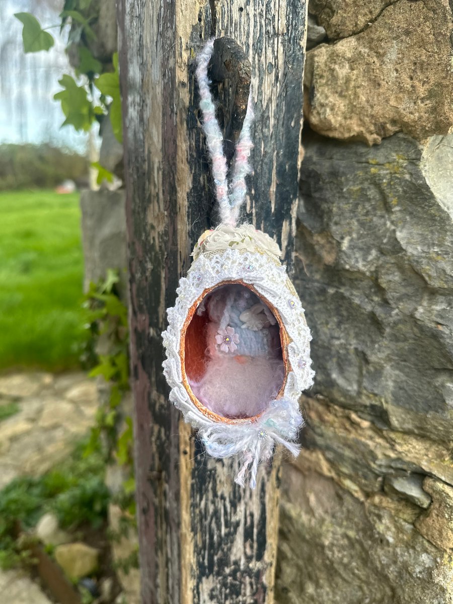 Easter hanging egg with mini baby gonk