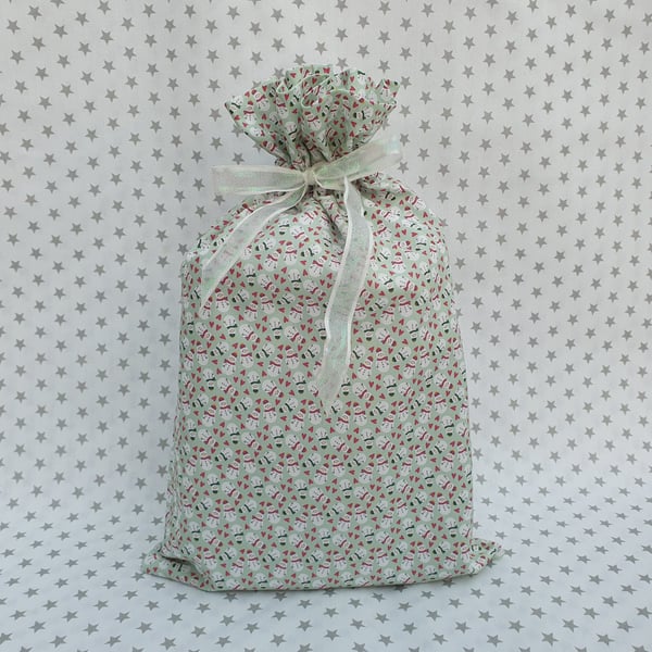 Christmas Gift Sack, Snowmen, Re-usable, Medium sized