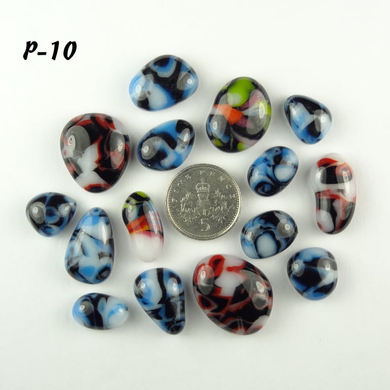 Fused glass cabochons flat backed perfect for jewellery making (P-10)