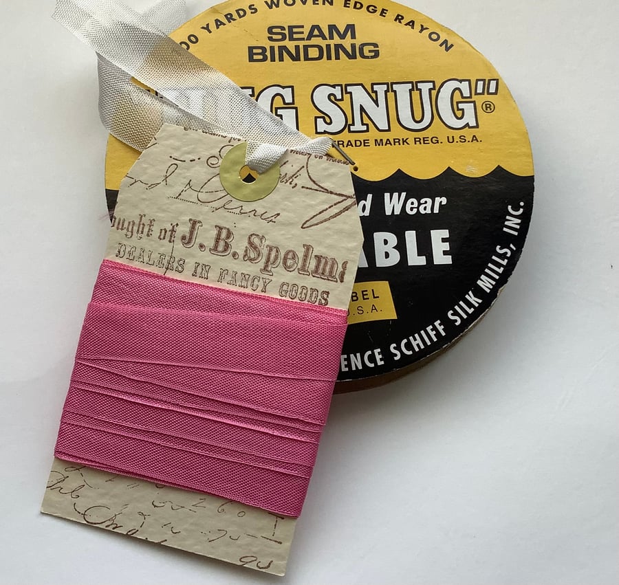 VINTAGE -STYLE ribbon . 4 yds. ( silky, seam binding ). ' Carnation'.Pink