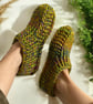 Woodland Merino Wool Blend Crochet Slipper Socks. - Image 1