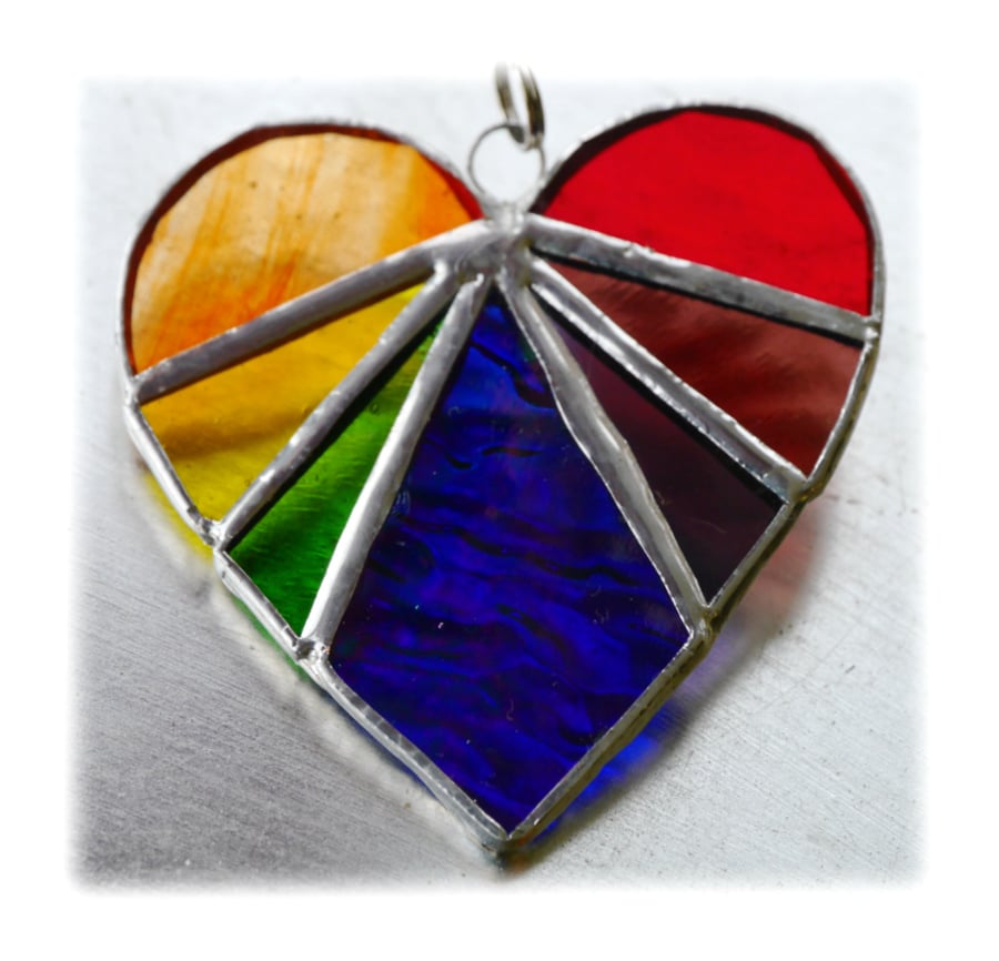Love Heart Rainbow Stained Glass Suncatcher 8cm 036