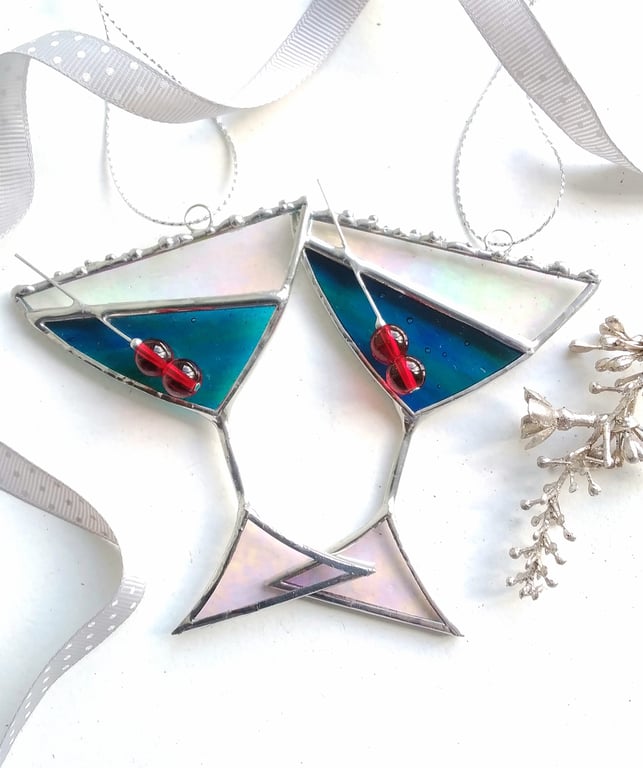 Stained Glass Cocktail Glass Ornament