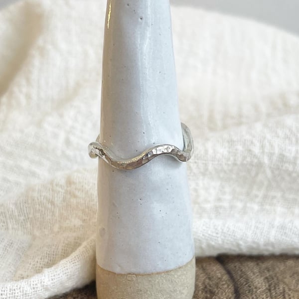 Sterling silver handmade wave ring
