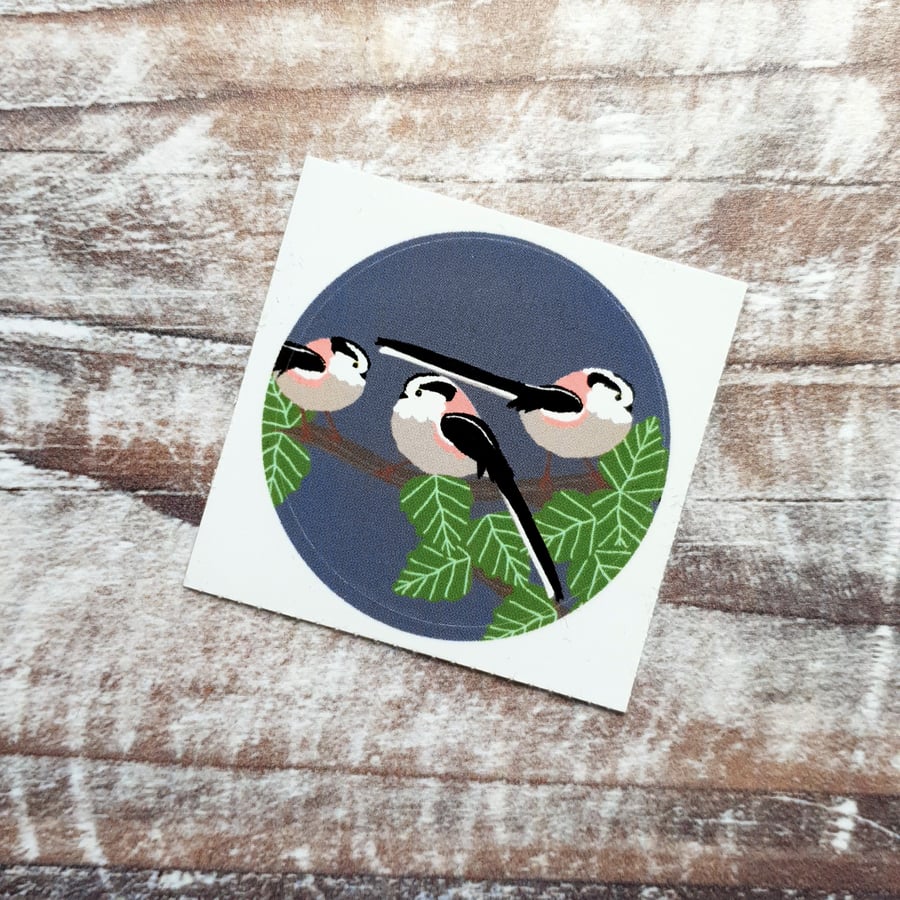 Long Tailed Tits 38mm round sticker