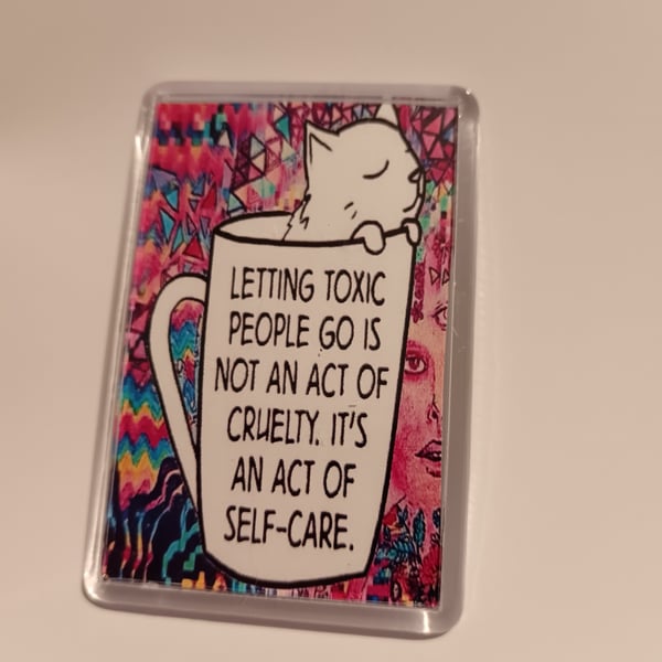 Letting go of toxic people cat quote art fridge magnet