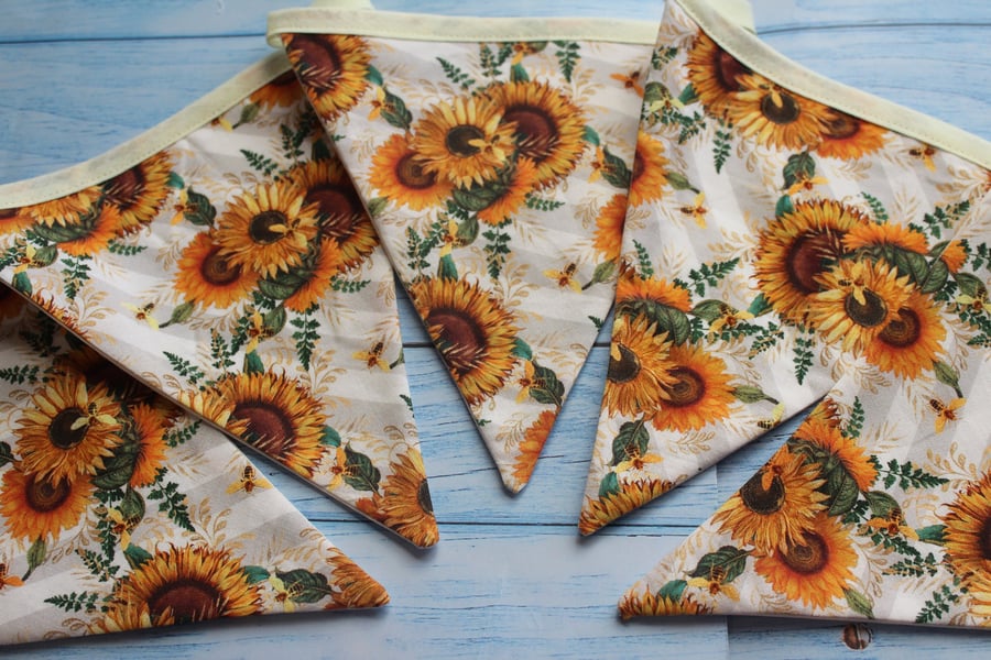 Handmade fabric sunflower bunting 