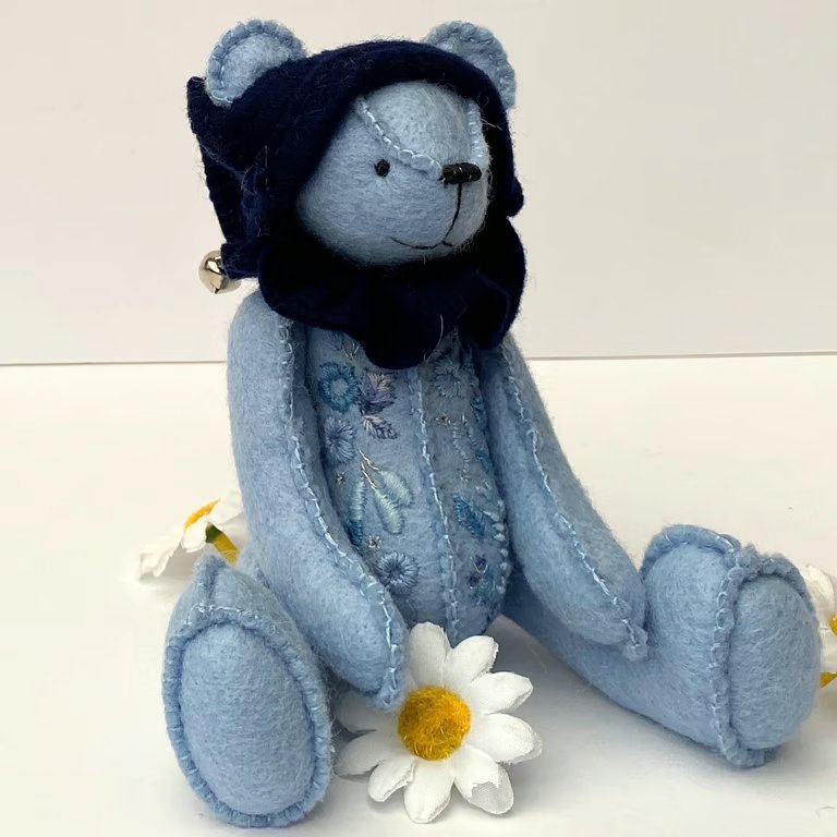 Woodland elf hand sewn teddy bear, one of a kind collectable artist bear