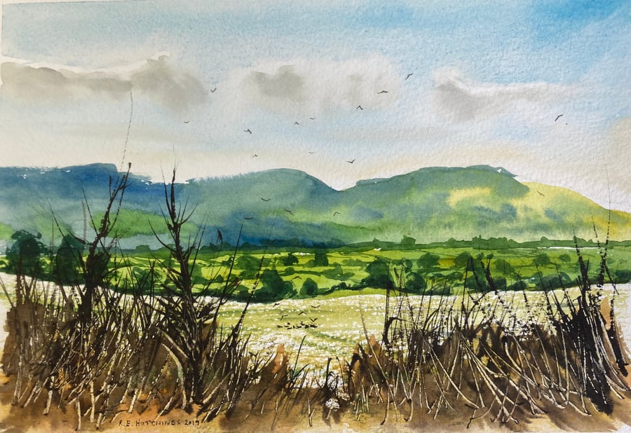 The cleveland hills - Summer evening 2019 (Original Watercolour A4 size) 