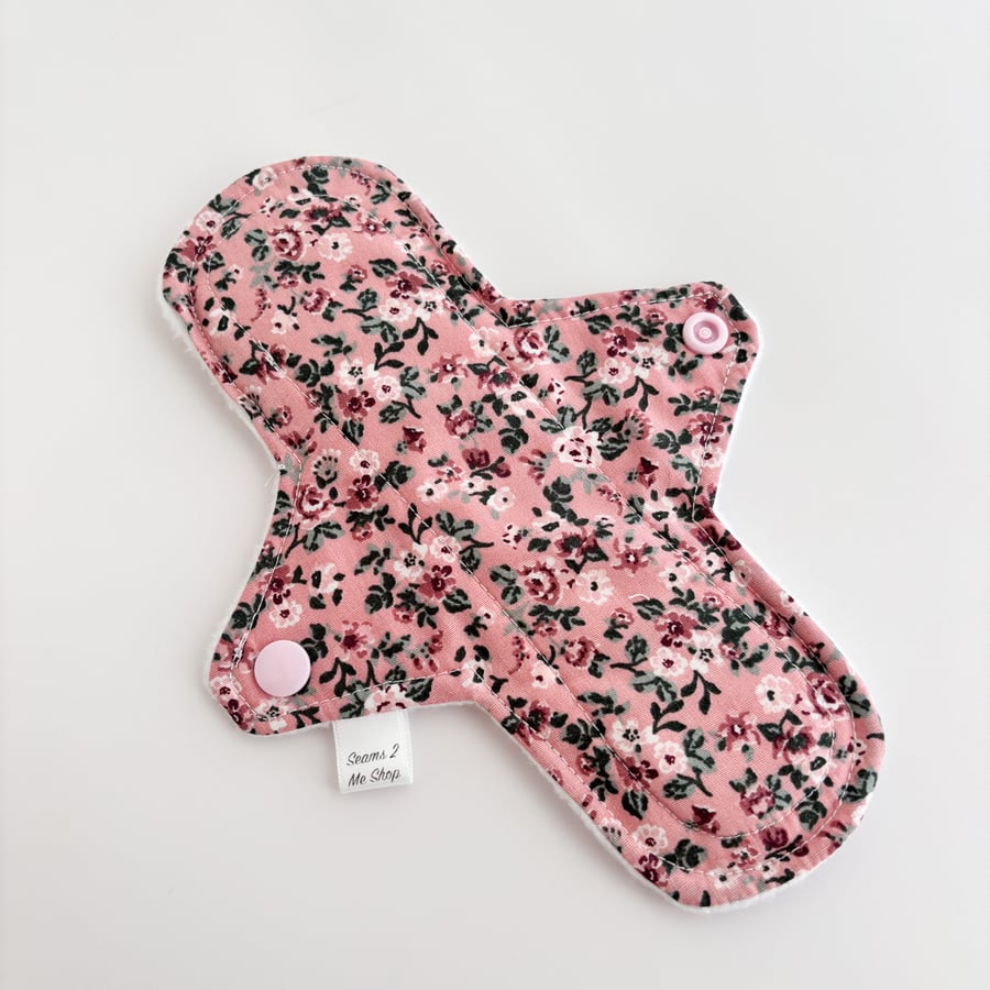 Standard Cloth Sanitary Pad  - Pink Floral - 8" Heavy