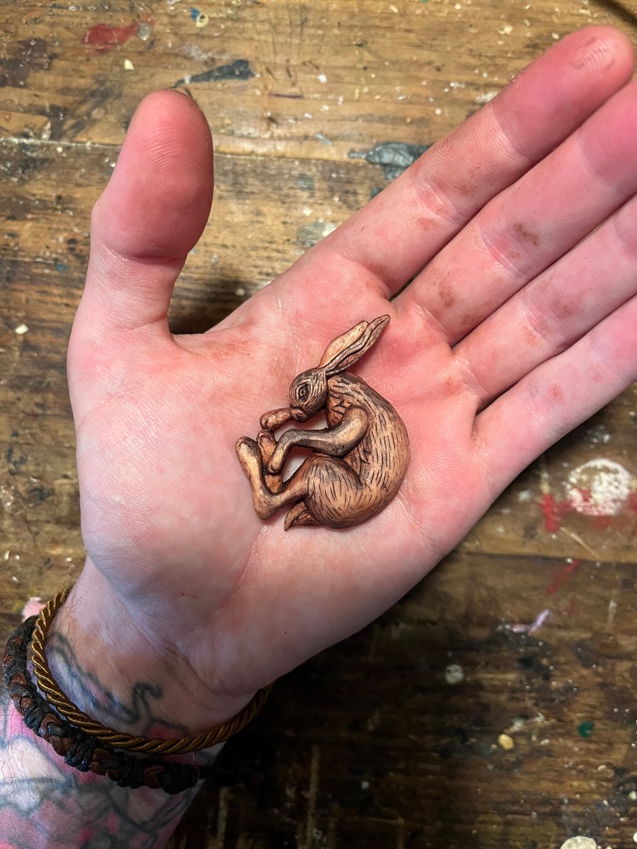 Hand Carved Woodland Hare Pendant