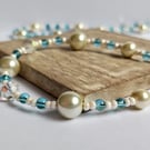 Blue Lagoon  AB Crystal Strand Necklace