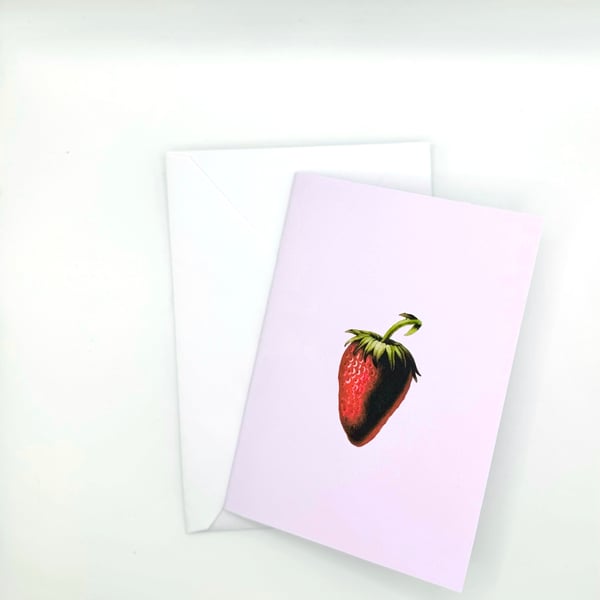 Strawberry Card, Love, Friendship, Fertility, Desire, Pink card, Vintage Card