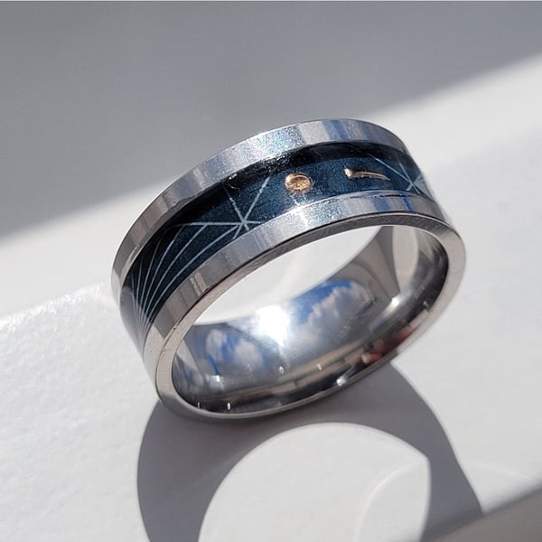 Stainless steel geometric dress ring