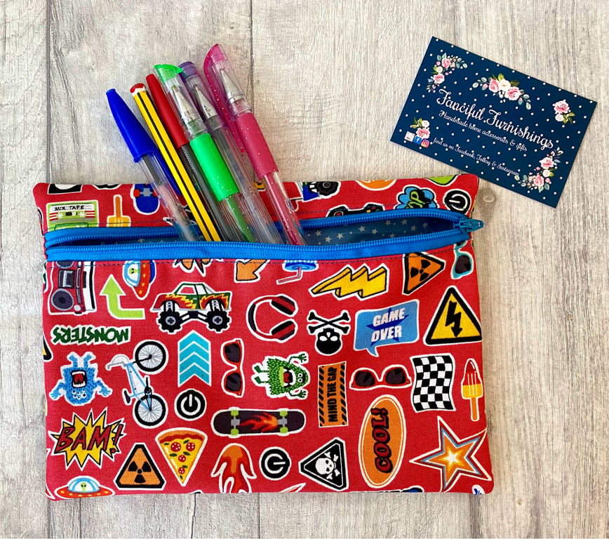 Zip Up Pouch - Pencil Case - PERSONALISATION AVAILABLE 
