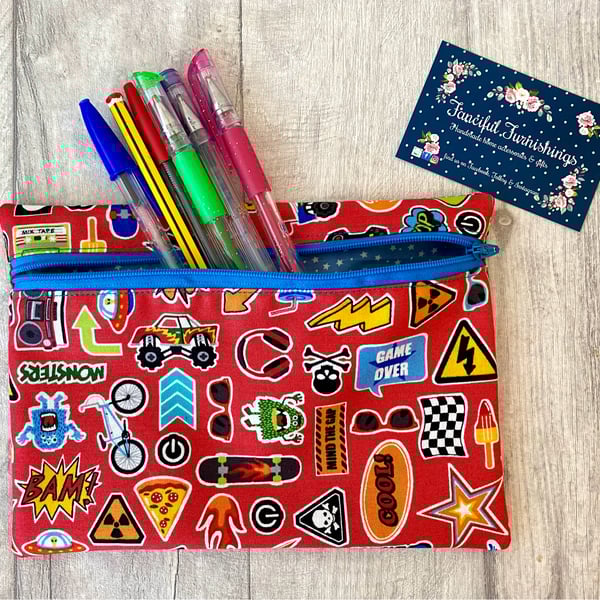Zip Up Pouch - Pencil Case - PERSONALISATION AVAILABLE 