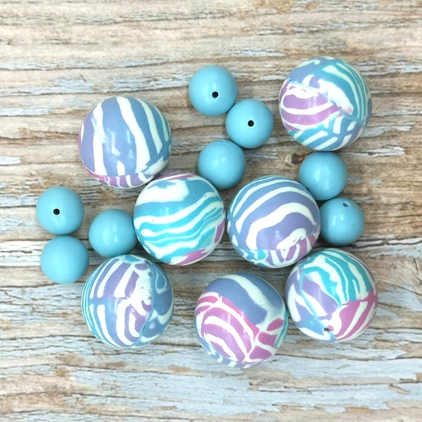 Pastel Goth Brain Beads Polymer Clay