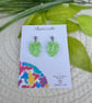 Monstera Leaf Pearlescent Green Earrings - Image 9