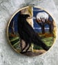 Needle felted picture of Raven in moonlight Halloween home decoration  - Image 2