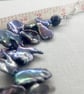 Peacock Blue Large Irregular Keshi Pearl Necklace - Image 10