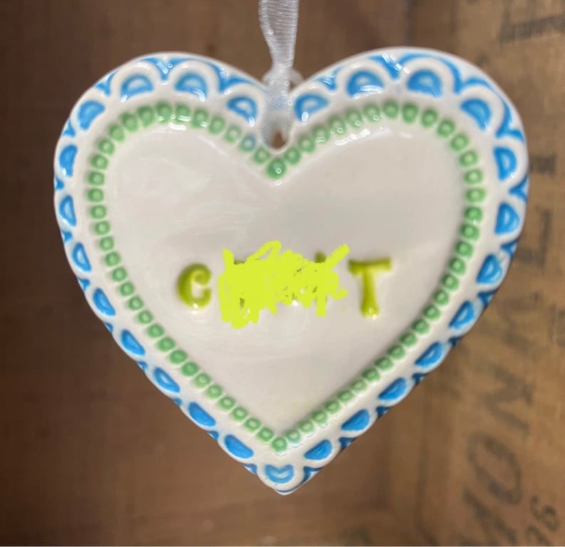 Small Ceramic heart decoration Swear words 