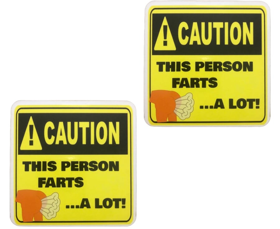 Set of 2 Funny Caution This Person Farts …A Lot! Square MDF Coasters