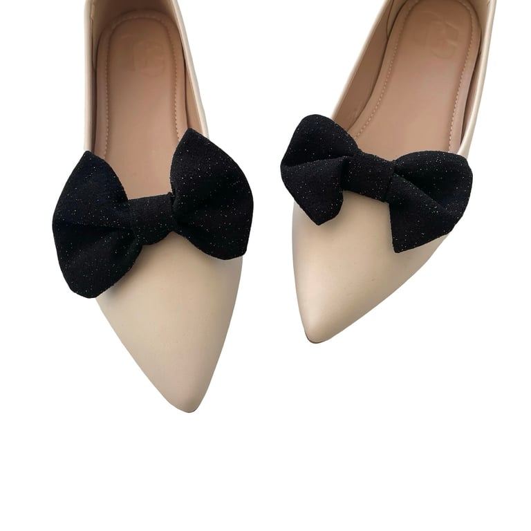 Black Glitter Shoe Bow Clips Small Shoe Decoration Handmade Jewellery Shoe Charm