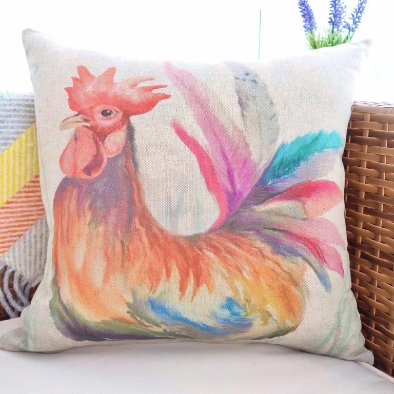 Cushion Cover: Cockerel Throw Pillow 17” (43cm) 