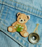 Snowdrop Teddy Bear Brooch, Handmade January Birth Flower, Miscarriage Gift - Image 3