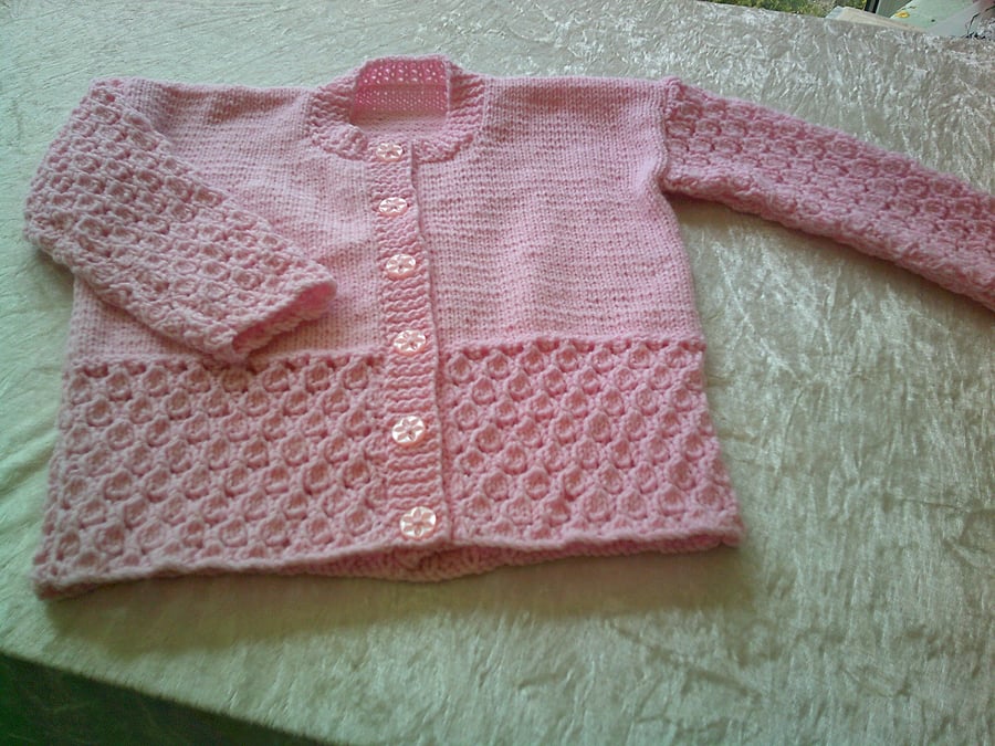 24 inch Round neck Cardigan with Lacy Sleeves