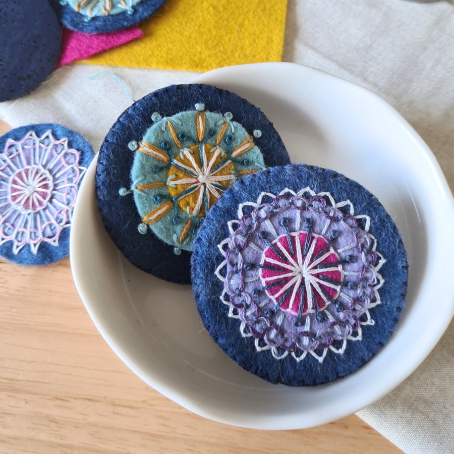 Felt Mandala Brooch Kit (choose colour)