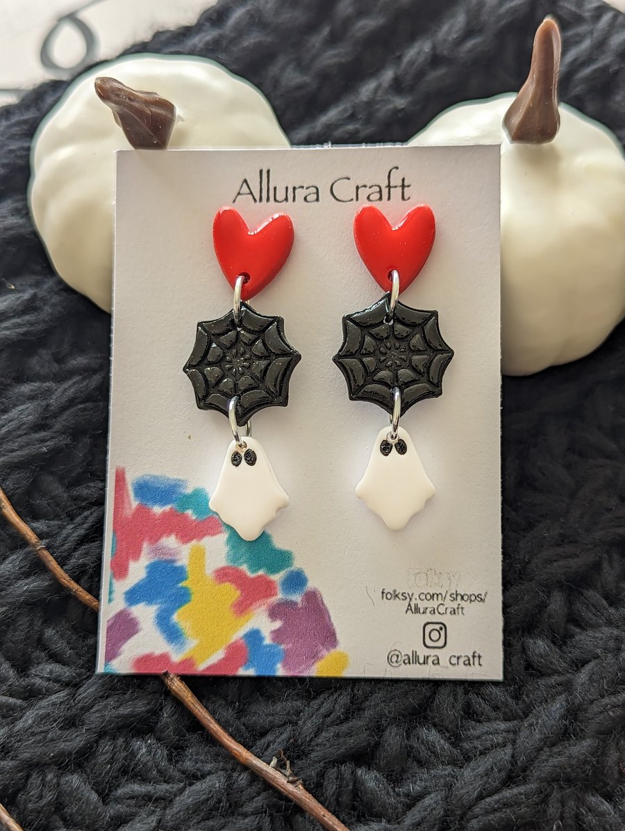 Heart Web Ghostie Earrings