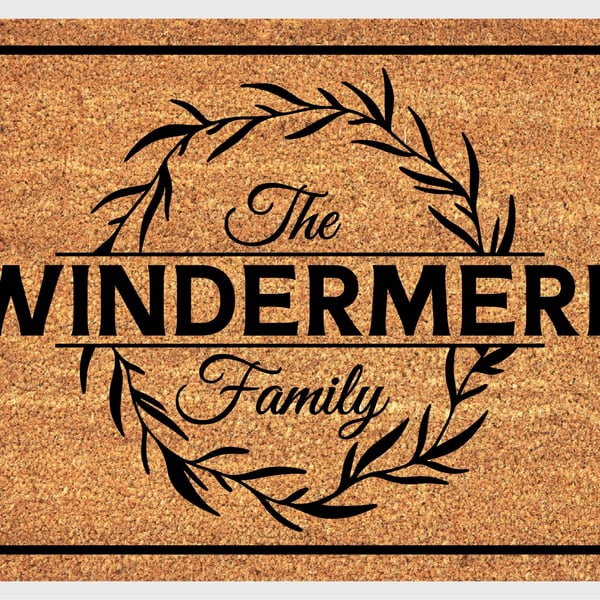 Personalised Surname Door Mat - Customised Family Name Welcome Mat - 3 Sizes