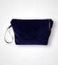 Peacock Makeup Bag, Hand Printed Velvet Cosmetic Bag, Midnight Blue Travel Pouch - Image 4