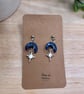 Moon and Star Earrings, Blue or Teal Green, Polymer Clay Earrings - Image 5