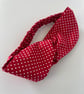 Cotton headband, twist knot style hairband in red with white polka dots