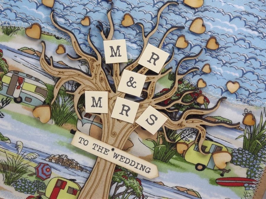 Mr and Mrs Wedding Day Fabric card